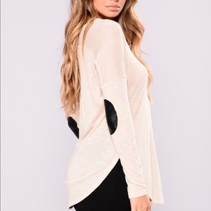 Fashion Nova Effortless long sleeve top beige- S